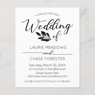 Minimal Branch Budget Wedding Invitation Flyer