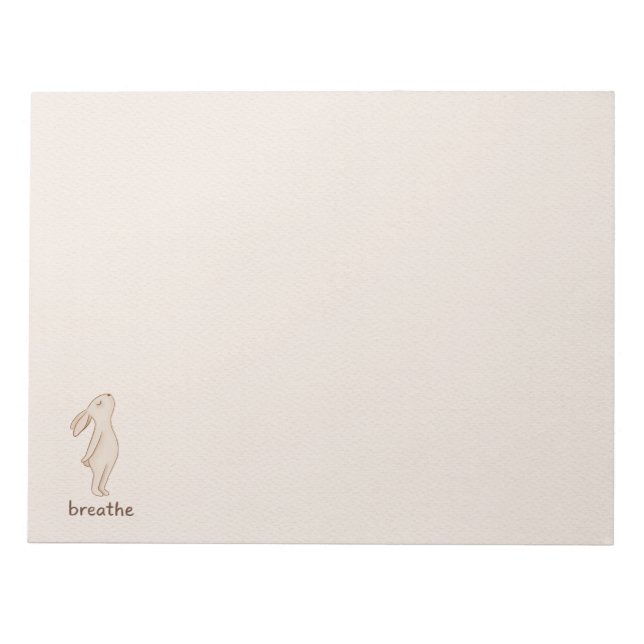 Minimal Breathe Bunny Desk Notepad (Front)