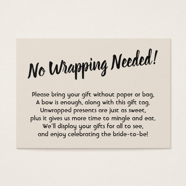 Minimal Bridal No Wrap Shower Cream Gift Card (Front)