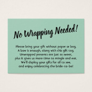 Minimal Bridal No Wrap Shower Green Gift Card
