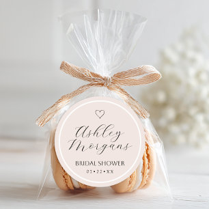 Minimal Bridal Shower Favour Sticker   Blush Scrip