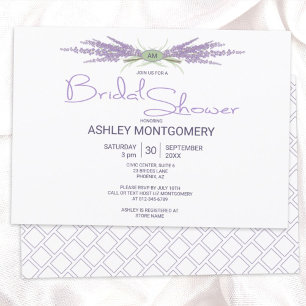 Minimal Bridal Shower Herb Lavender Flower Bundles Invitation