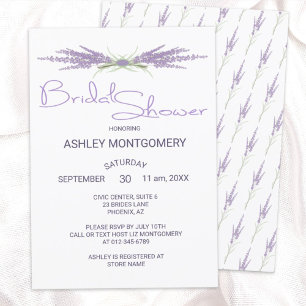 Minimal Bridal Shower Lavender Flower Herb Bundles Invitation