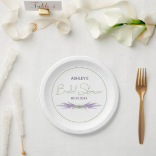 Minimal Bridal Shower Lavender Flower Herb Bundles Paper Plate