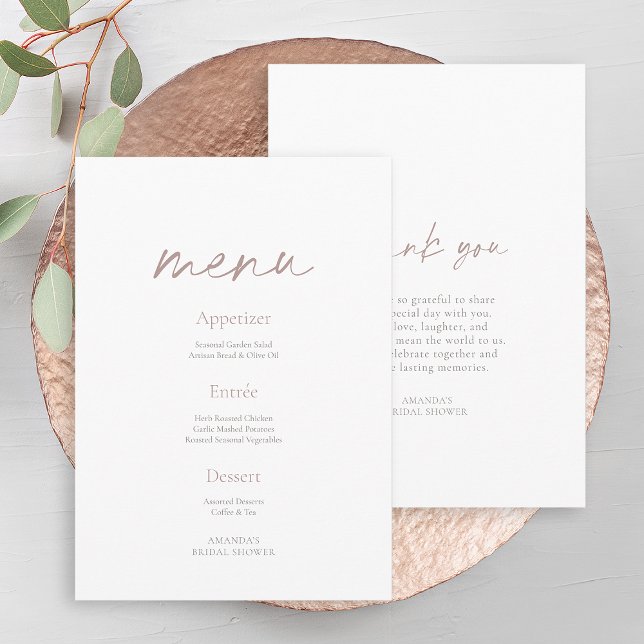 Minimal Bridal Shower Menu & Thank You Card (Creator Uploaded)