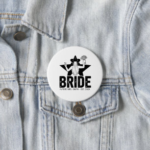 Minimal Bride Floral  3 Inch Round Button