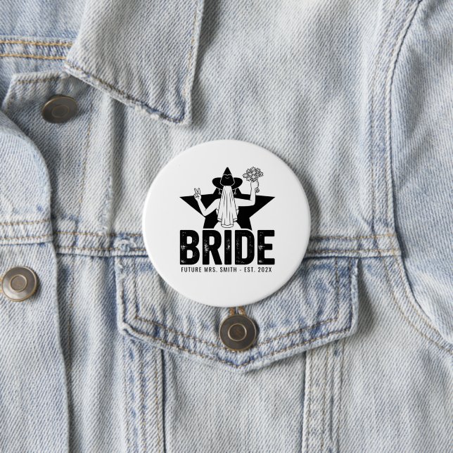 Minimal Bride Floral  3 Inch Round Button (In Situ)