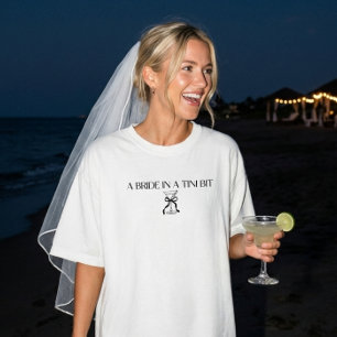 Minimal "Bride in a Tini Bit" Bow Martini Wedding T-Shirt