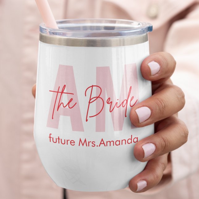 Minimal Bride Wine Tumbler | Custom Name & Initial (Creator Uploaded)