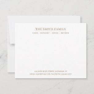 Minimal Bronze Family Name Stationery Card