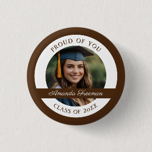 Minimal Brown and White Graduate Photo Button