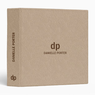 Minimal brown beige leather texture print binder