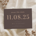 Minimal Brown Chic Wedding Date Non-Photo Save The Date<br><div class="desc">Personalize this minimal chic design wedding save the date with all of your details.</div>
