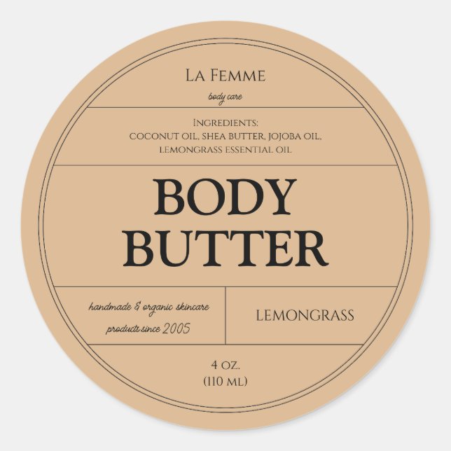 Minimal Brown Cosmetic Skincare Product Label (Front)