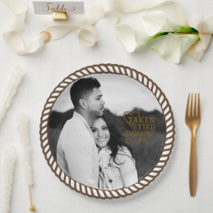 Minimal Brown Country Western Rope Photo Paper Plate