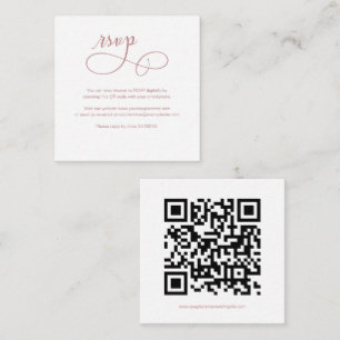 Minimal Budget Script QR Code Wedding RSVP Card