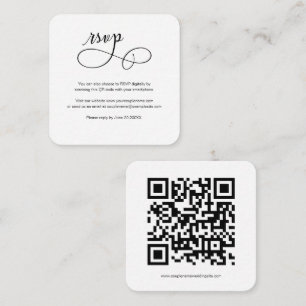 Minimal Budget Script QR Code Wedding RSVP Card