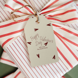 Minimal Burgundy & Cream Hearts Valentine Gift Tags