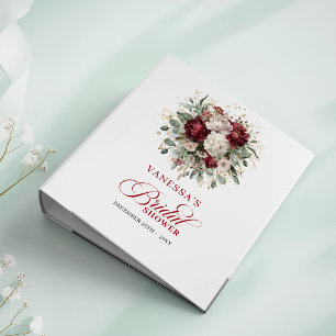 Minimal Burgundy Floral Bridal Shower Memory Album Binder