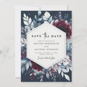Minimal Burgundy Wedding Save The Date