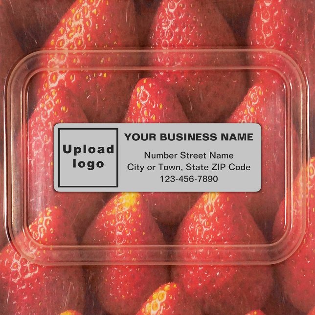 Minimal Business Branding on Grey Rectangle (Gray rectangle adhesive label with minimal business branding)