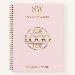Minimal Business Logo Blush Pink Monogram Initial Notebook