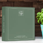 Minimal Business Logo Company Name Sage Green Binder<br><div class="desc">Stylish and modern professional binder to store your business stationery .Personalize  with your logo and details.</div>