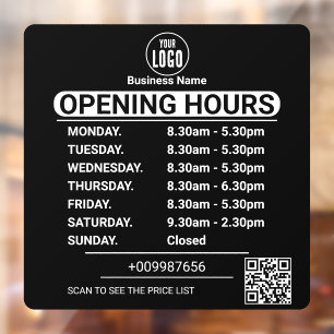 Minimal Business Name Store Hours Of OperatioN Window Cling