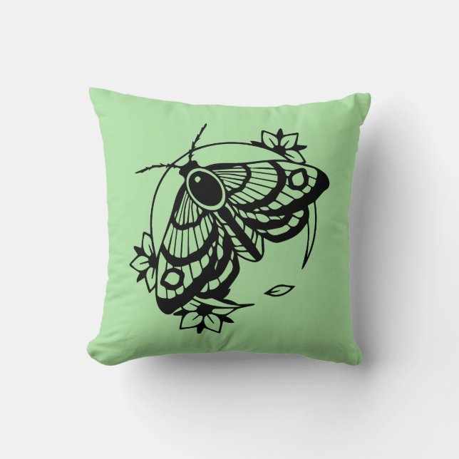 Minimal Butterfly Flower Line Art Design  Throw Pillow (Front)