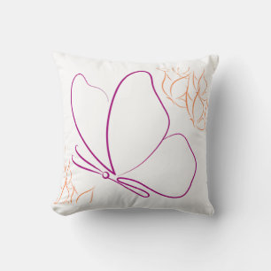 Minimal Butterfly Line Art Pillow