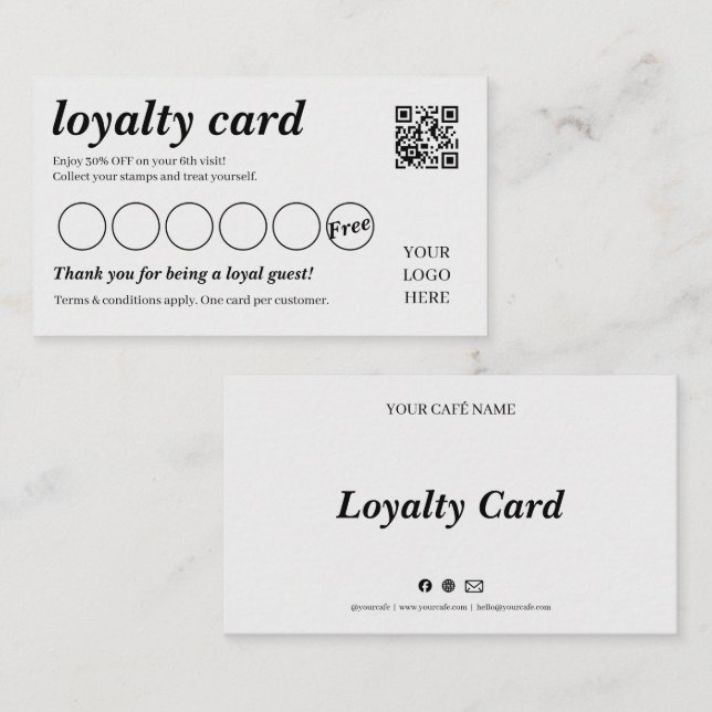 Minimal Café Loyalty Stamp Card (Front/Back)