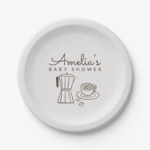 Minimal Café themed Baby Shower Paper Plate