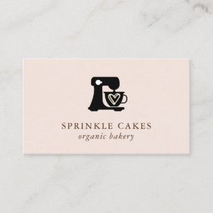 Minimal Cake Mixer Bakery Business Card