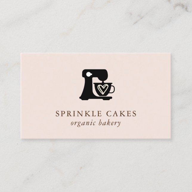 Minimal Cake Mixer Bakery Business Card (Front)