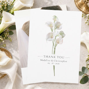 Minimal Calla Lily Wedding Photo Thank You Card