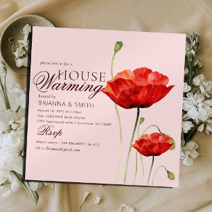 Minimal Calligraphy and Roses Housewarming  Invitation