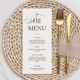 Minimal Calligraphy Black & White   Dinner Wedding Menu