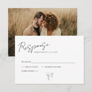 Minimal Calligraphy Black & White Photo RSVP Card