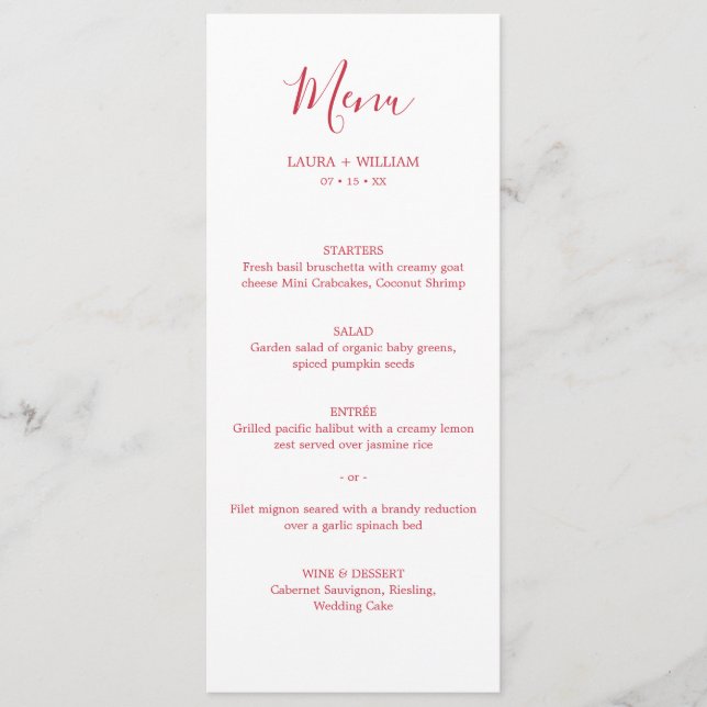 Minimal Calligraphy Christmas Wedding Dinner Menu (Front)