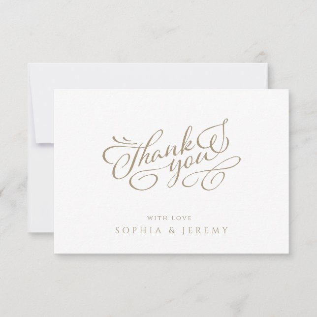 Minimal Calligraphy Elegant Script Thank You Card (Front)