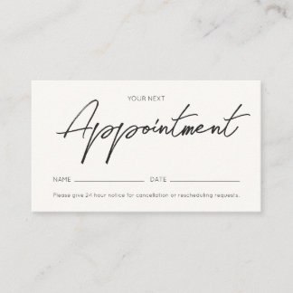 Minimal Calligraphy Handwritten Business QR Code Appointment Card