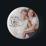 Minimal Calligraphy Photo Birthday Daughter-in-law 2 Inch Round Button<br><div class="desc">This birthday design for a nephew features expressive calligraphy paired with clean, modern typography that highlights love, celebration, and heartfelt birthday wishes. The flowing script and bold lettering are thoughtfully arranged beside a circular photo frame, allowing a personal photograph of the nephew to blend naturally with the text. Delicate decorative...</div>