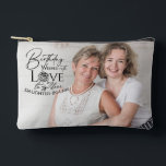 Minimal Calligraphy Photo Birthday Daughter-in-law Accessory Pouch<br><div class="desc">This birthday design for a nephew features expressive calligraphy paired with clean, modern typography that highlights love, celebration, and heartfelt birthday wishes. The flowing script and bold lettering are thoughtfully arranged beside a circular photo frame, allowing a personal photograph of the nephew to blend naturally with the text. Delicate decorative...</div>