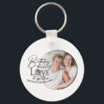 Minimal Calligraphy Photo Birthday Daughter-in-law Keychain<br><div class="desc">This birthday design for a nephew features expressive calligraphy paired with clean, modern typography that highlights love, celebration, and heartfelt birthday wishes. The flowing script and bold lettering are thoughtfully arranged beside a circular photo frame, allowing a personal photograph of the nephew to blend naturally with the text. Delicate decorative...</div>