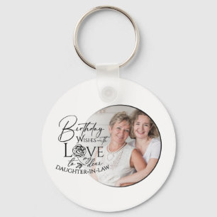 Minimal Calligraphy Photo Birthday Daughter-in-law Keychain