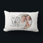 Minimal Calligraphy Photo Birthday Daughter-in-law Lumbar Pillow<br><div class="desc">This birthday design for a nephew features expressive calligraphy paired with clean, modern typography that highlights love, celebration, and heartfelt birthday wishes. The flowing script and bold lettering are thoughtfully arranged beside a circular photo frame, allowing a personal photograph of the nephew to blend naturally with the text. Delicate decorative...</div>
