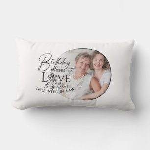 Minimal Calligraphy Photo Birthday Daughter-in-law Lumbar Pillow