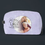 Minimal Calligraphy Photo Birthday Granddaughter Dopp Kit<br><div class="desc">This modern minimalist birthday design for a granddaughter features graceful calligraphy blended with clean, contemporary typography that gently highlights love and birthday wishes. The flowing handwritten script is balanced with simple lettering and generous spacing, creating a calm, uncluttered composition. A soft circular photo frame integrates naturally with the typography, allowing...</div>