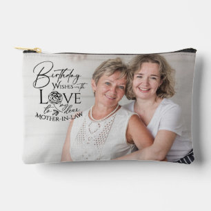 Minimal Calligraphy Photo Birthday Mother-in-law Accessory Pouch
