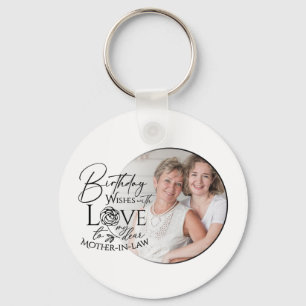 Minimal Calligraphy Photo Birthday Mother-in-law Keychain